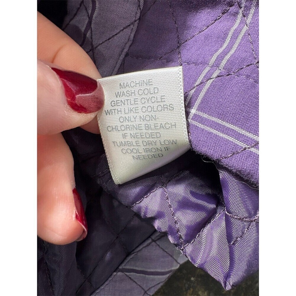 Christopher & Banks Vest Womens XL Purple Plaid Quilted Snap Front Pockets - Picture 9 of 10